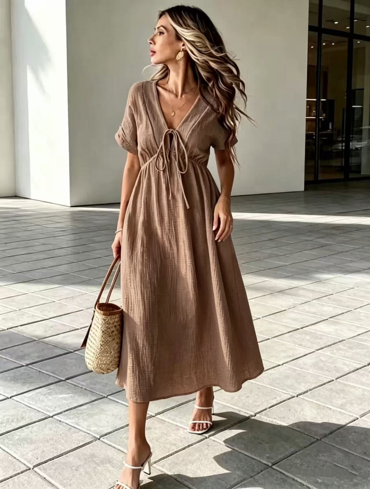 Cozy V-Neck Dress For Everyday Style 😊