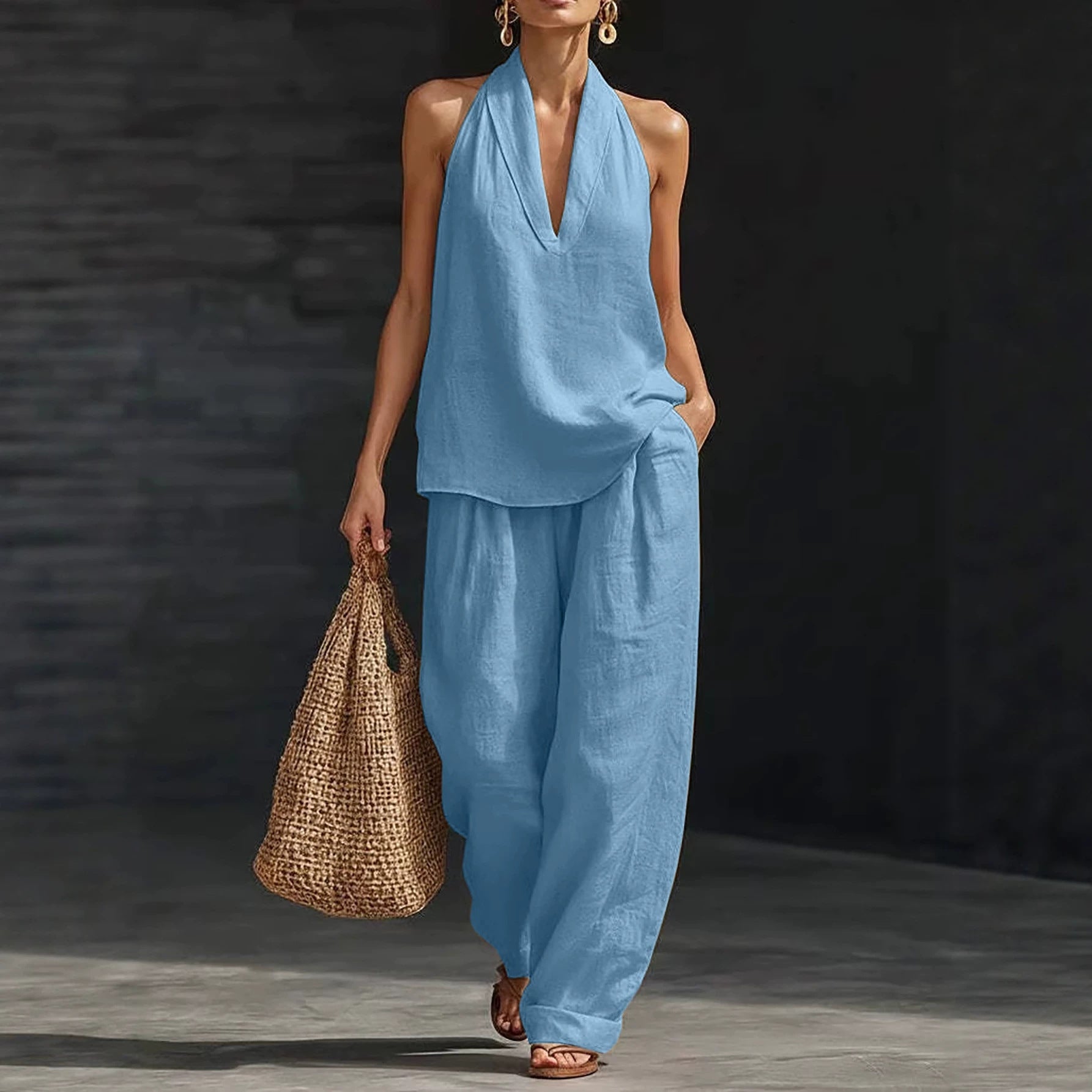 Comfort Meets Chic: V-Neck Strap Suit ✨