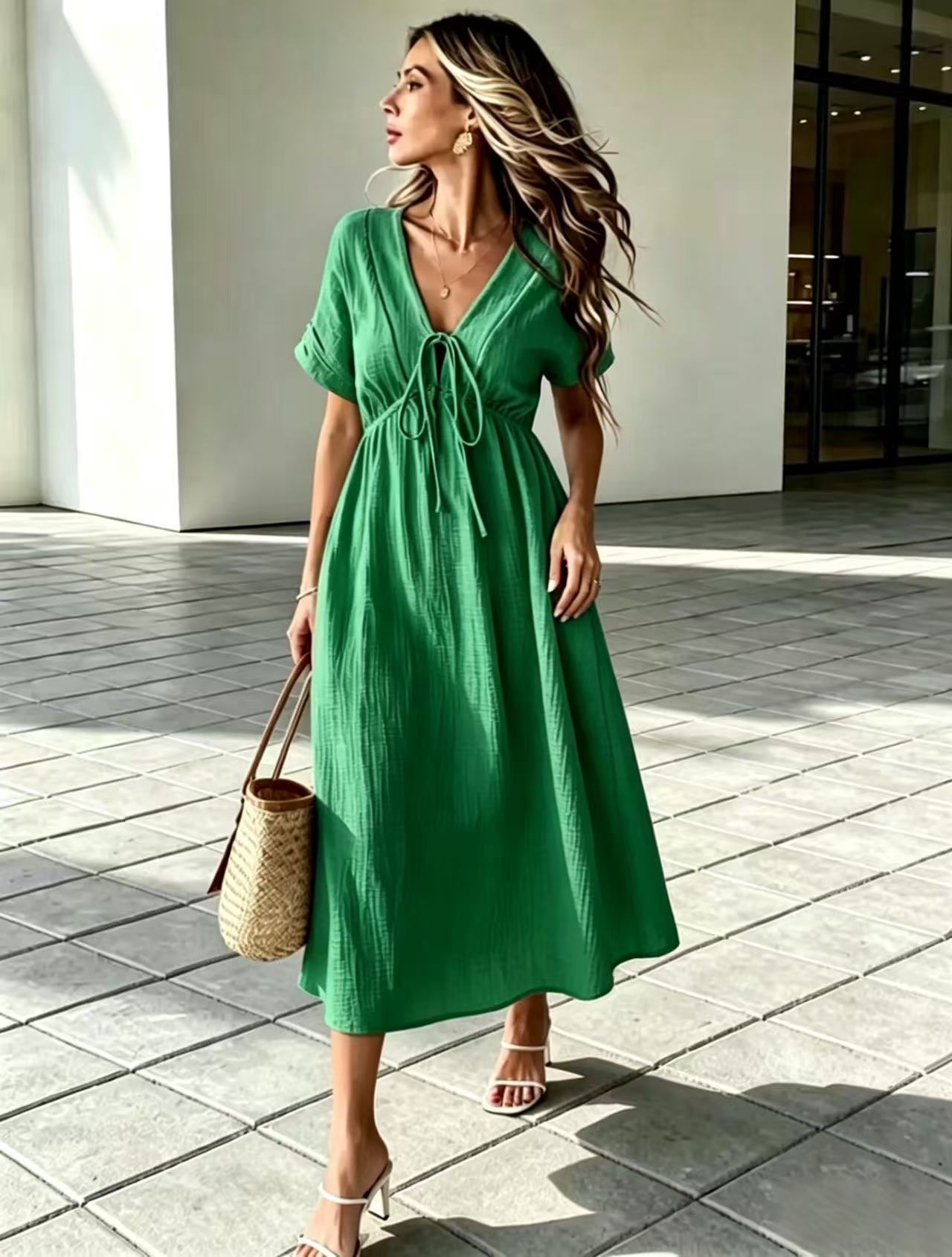 Cozy V-Neck Dress For Everyday Style 😊