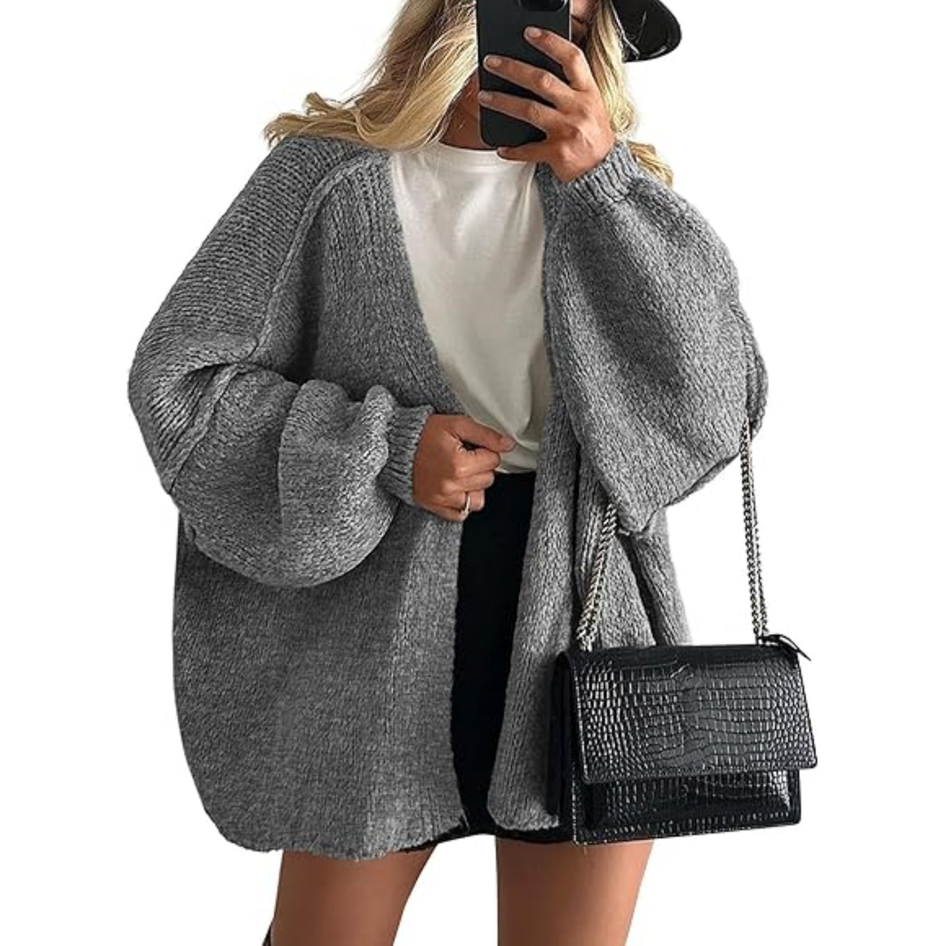 PrettyGarden Oversized Open Front Cardigan Sweater