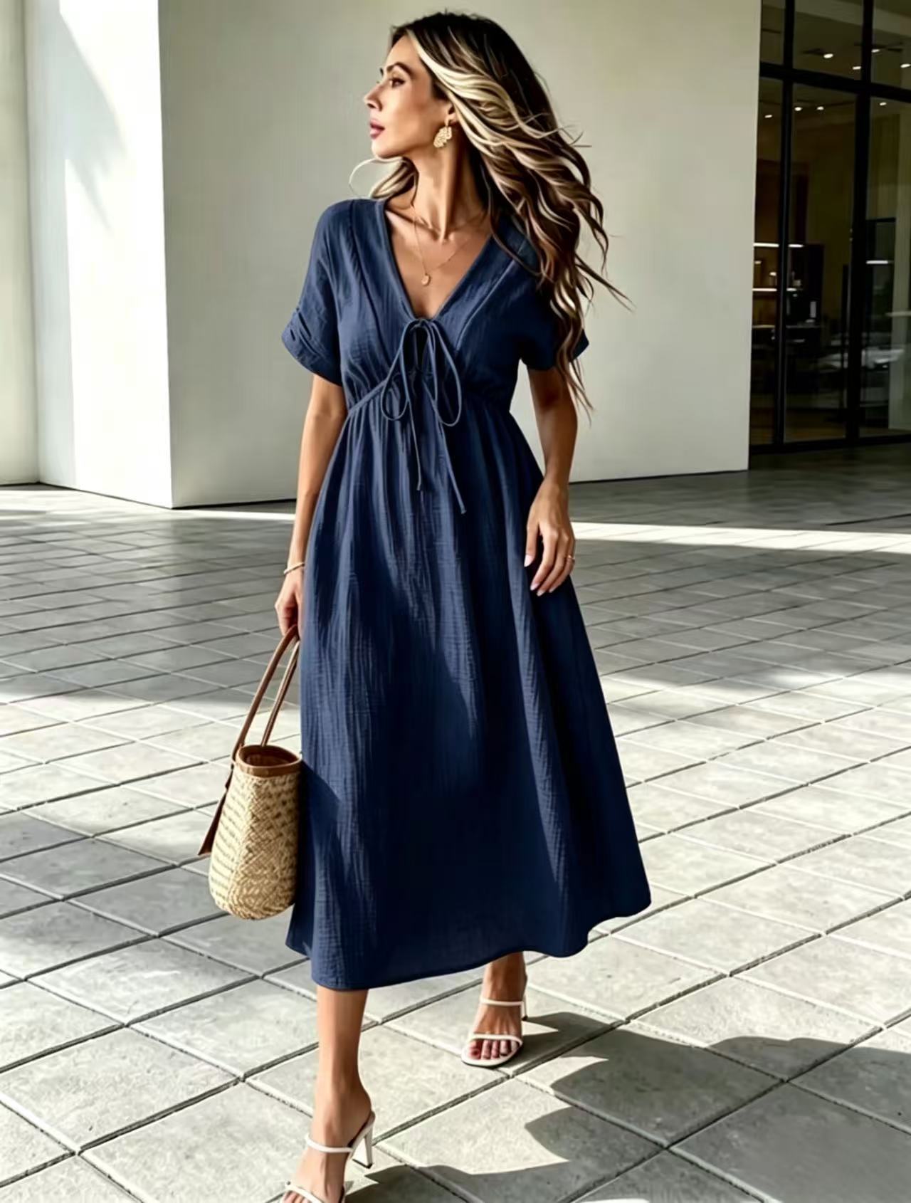 Cozy V-Neck Dress For Everyday Style 😊