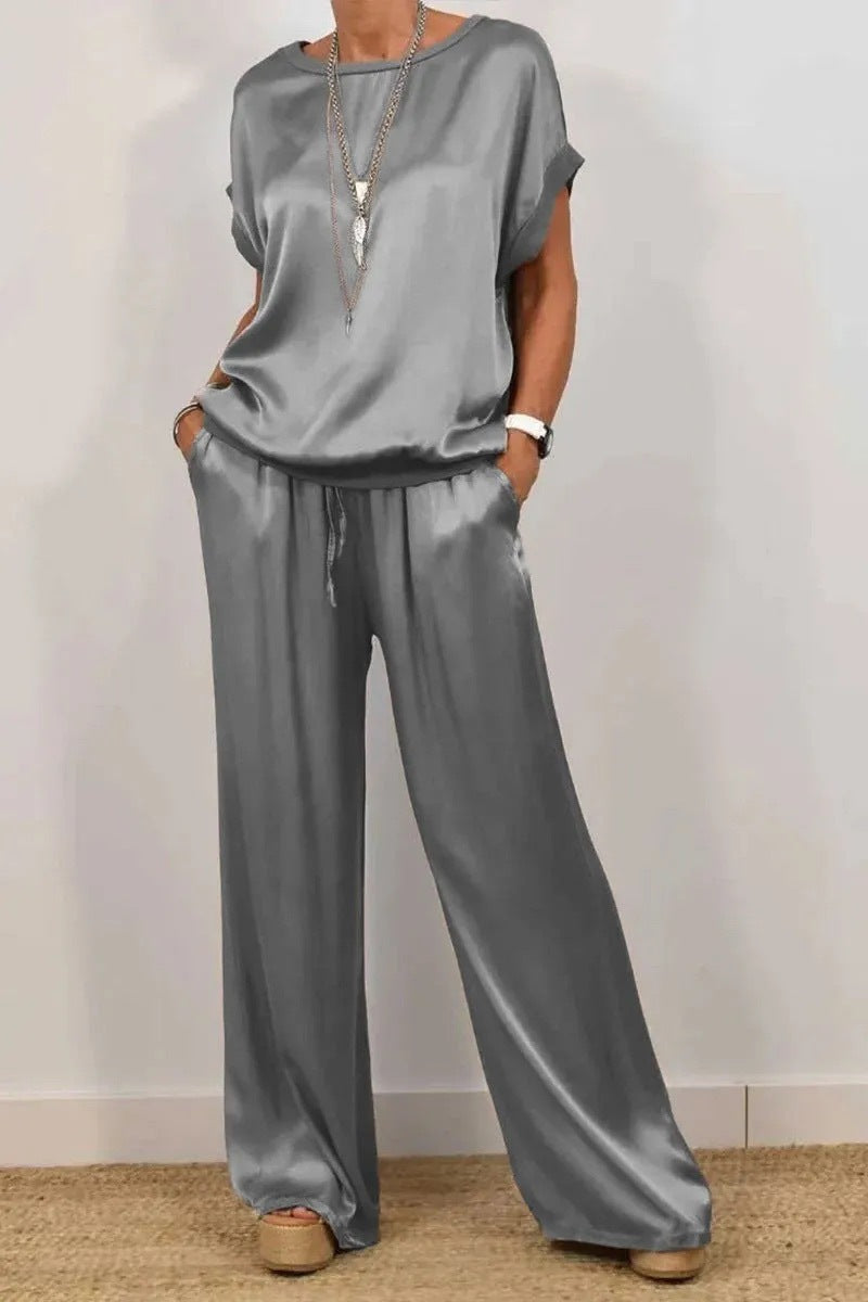 Ensemble Deux Pièces Élégant En Satin