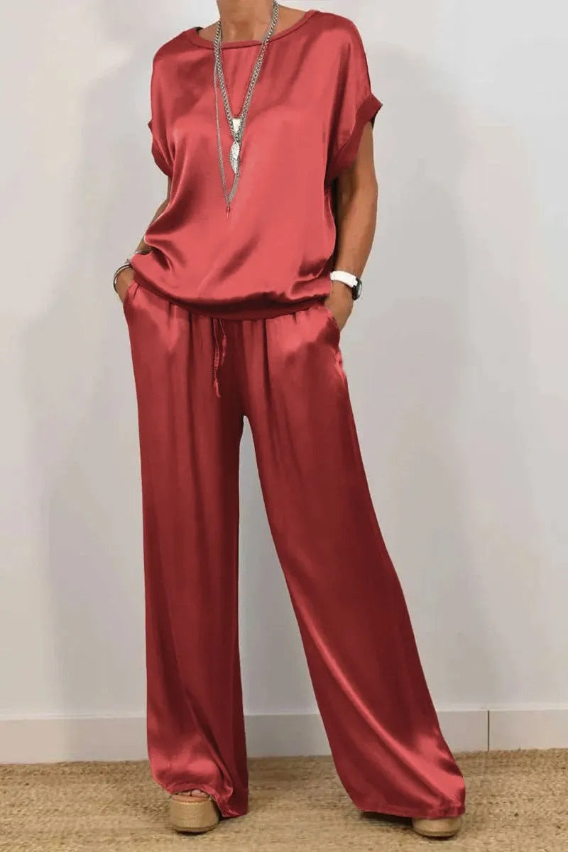 Ensemble Deux Pièces Élégant En Satin