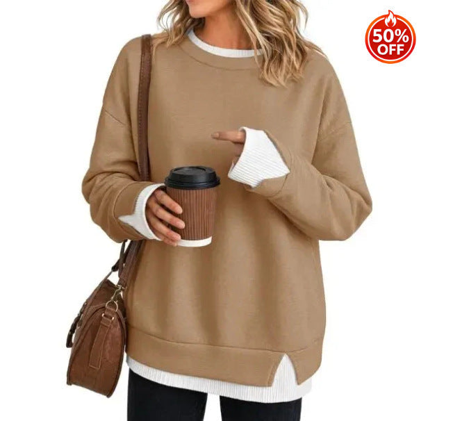 Women’s Faux Two‑Piece Crew Neck Sweatshirt