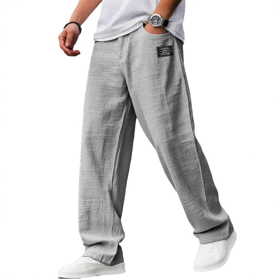 Fashionable embroidered loose men's trousers