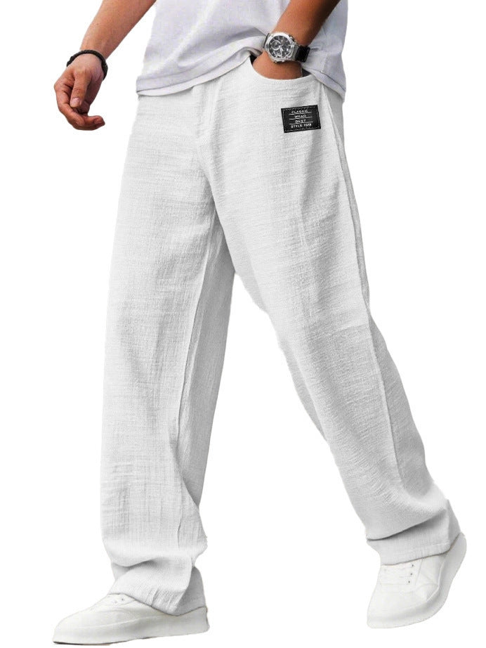 Fashionable embroidered loose men's trousers