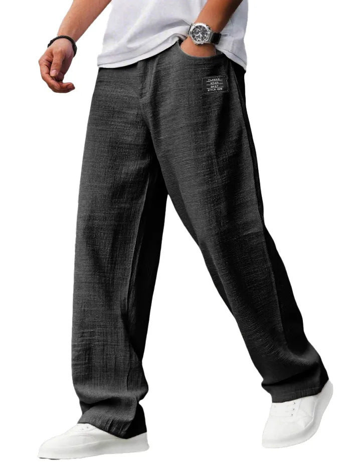 Fashionable embroidered loose men's trousers