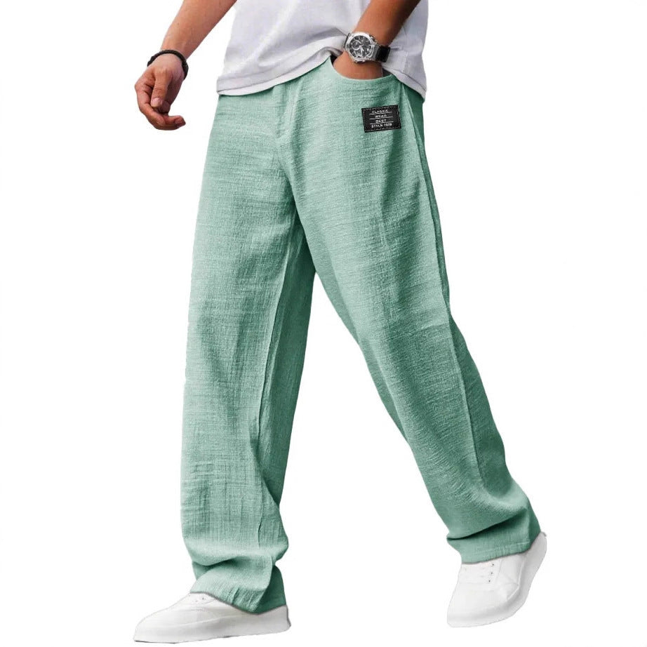Fashionable embroidered loose men's trousers