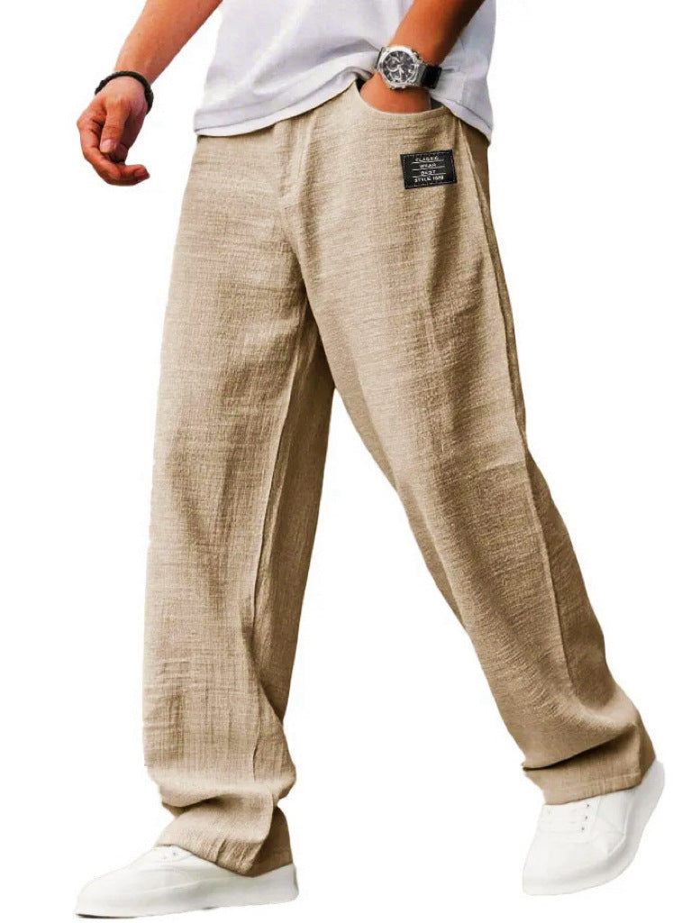 Fashionable embroidered loose men's trousers