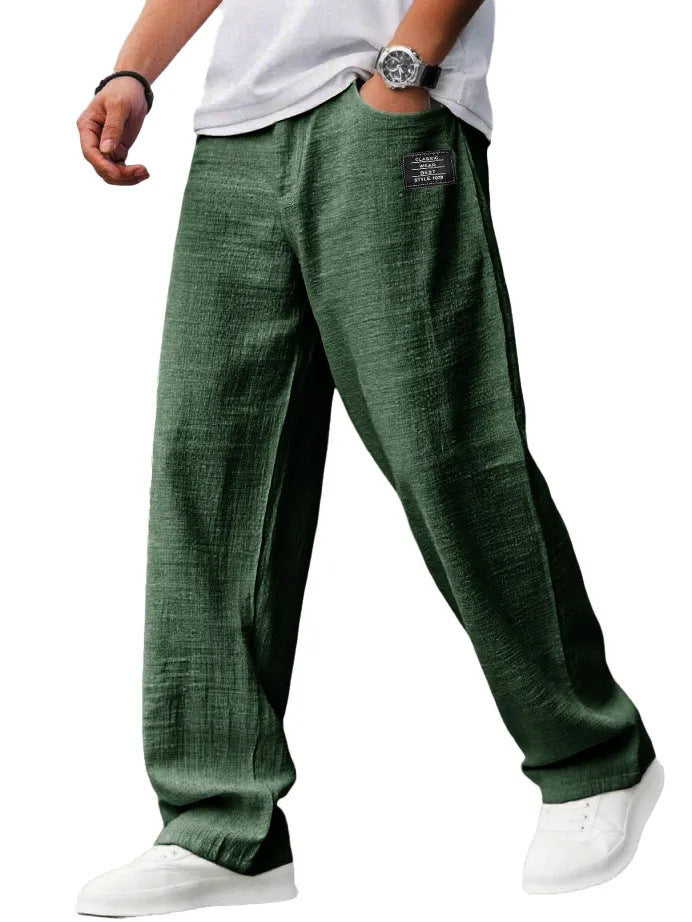 Fashionable embroidered loose men's trousers
