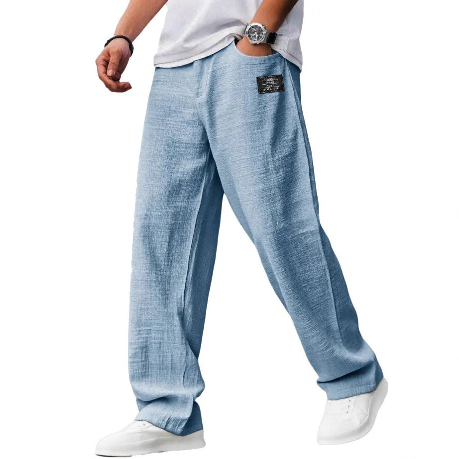 Fashionable embroidered loose men's trousers