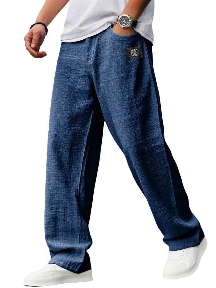 Fashionable embroidered loose men's trousers