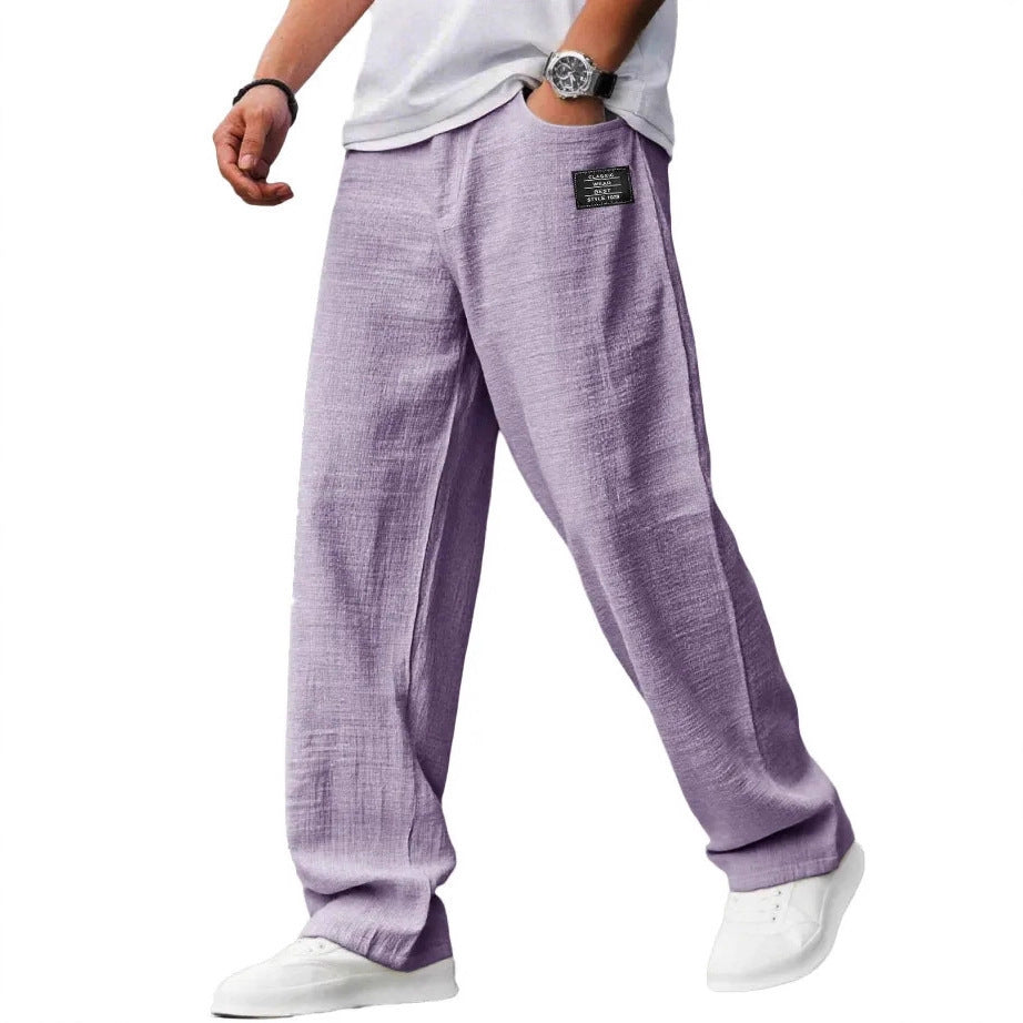 Fashionable embroidered loose men's trousers