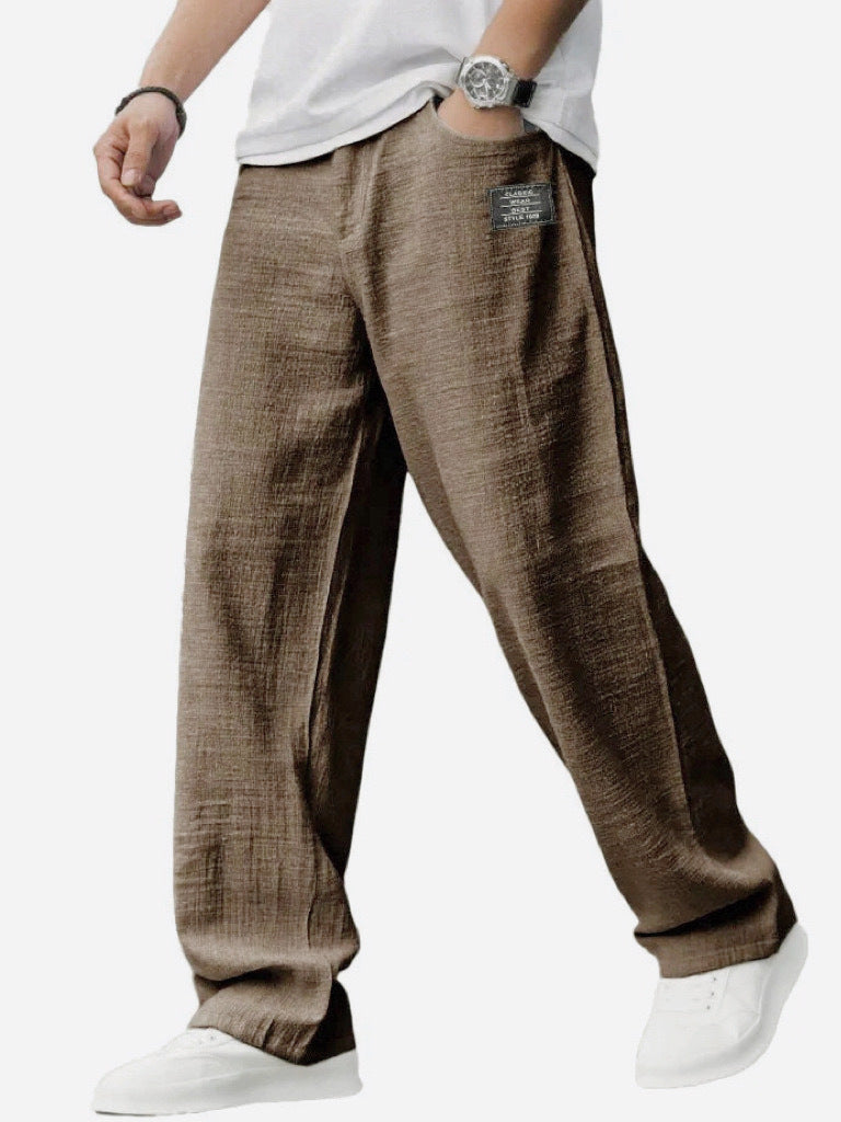 Fashionable embroidered loose men's trousers