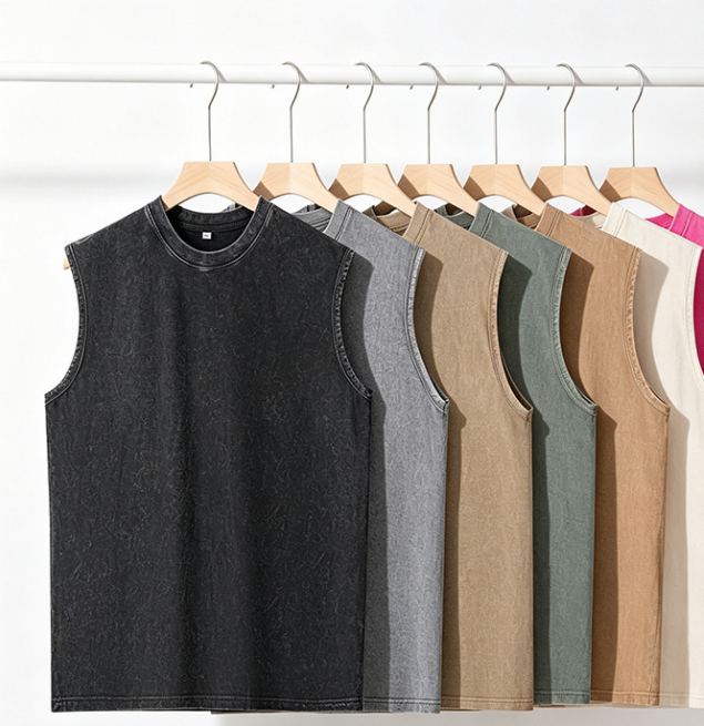 Street retro washed sleeveless vest