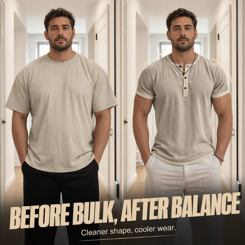 Men’s Breathable Short Sleeve Henley Shirt